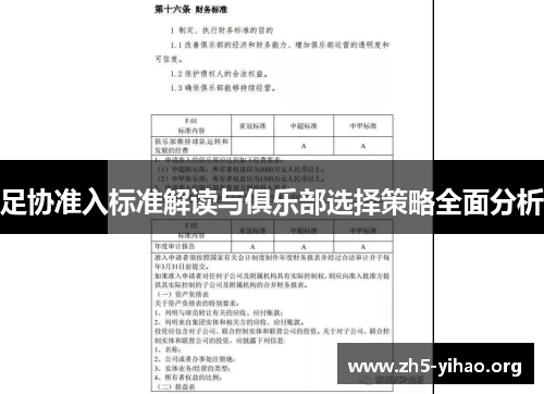 足协准入标准解读与俱乐部选择策略全面分析